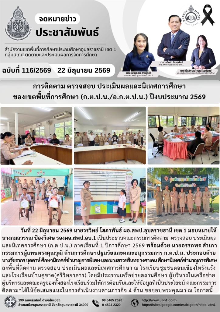 การติดตาม ตรวจสอบ ประเมินผลและนิเทศการศึกษา ของเขตพื้นที่การศึกษา (ก.ต.ป.น./อ.ก.ต.ป.น.) ปีงบประมาณ 2569