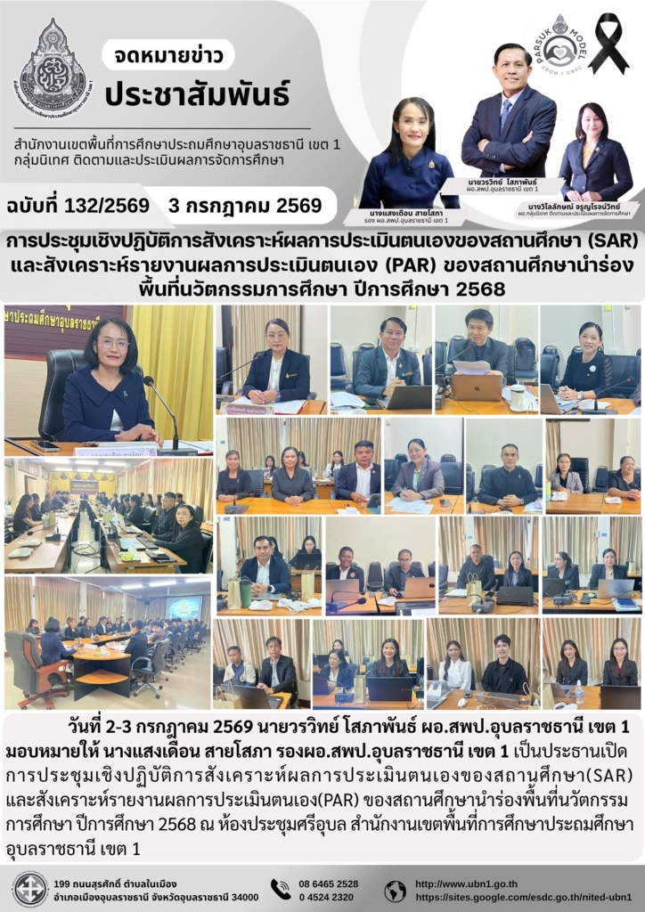การประชุมเชิงปฏิบัติการสังเคราะห์ผลการประเมินตนเองของสถานศึกษา (SAR) และสังเคราะห์รายงานผลการประเมินตนเอง (PAR) ของสถานศึกษานำร่องพื้นที่นวัตกรรมการศึกษา ปีการศึกษา 2568