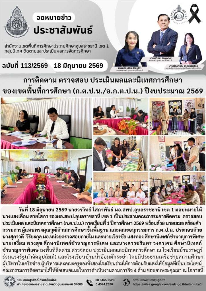 การติดตาม ตรวจสอบ ประเมินผลและนิเทศการศึกษา ของเขตพื้นที่การศึกษา (ก.ต.ป.น./อ.ก.ต.ป.น.) ปีงบประมาณ 2569