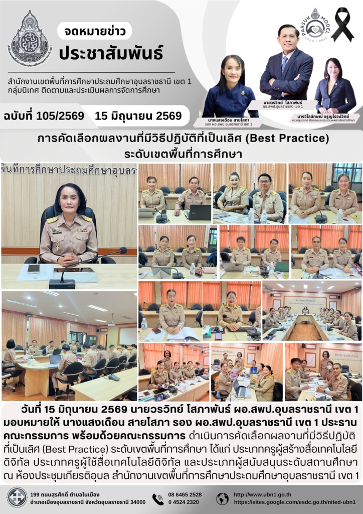 การคัดเลือกผลงานที่มีวิธีปฏิบัติที่เป็นเลิศ (Best Practice)  ระดับเขตพื้นที่การศึกษา